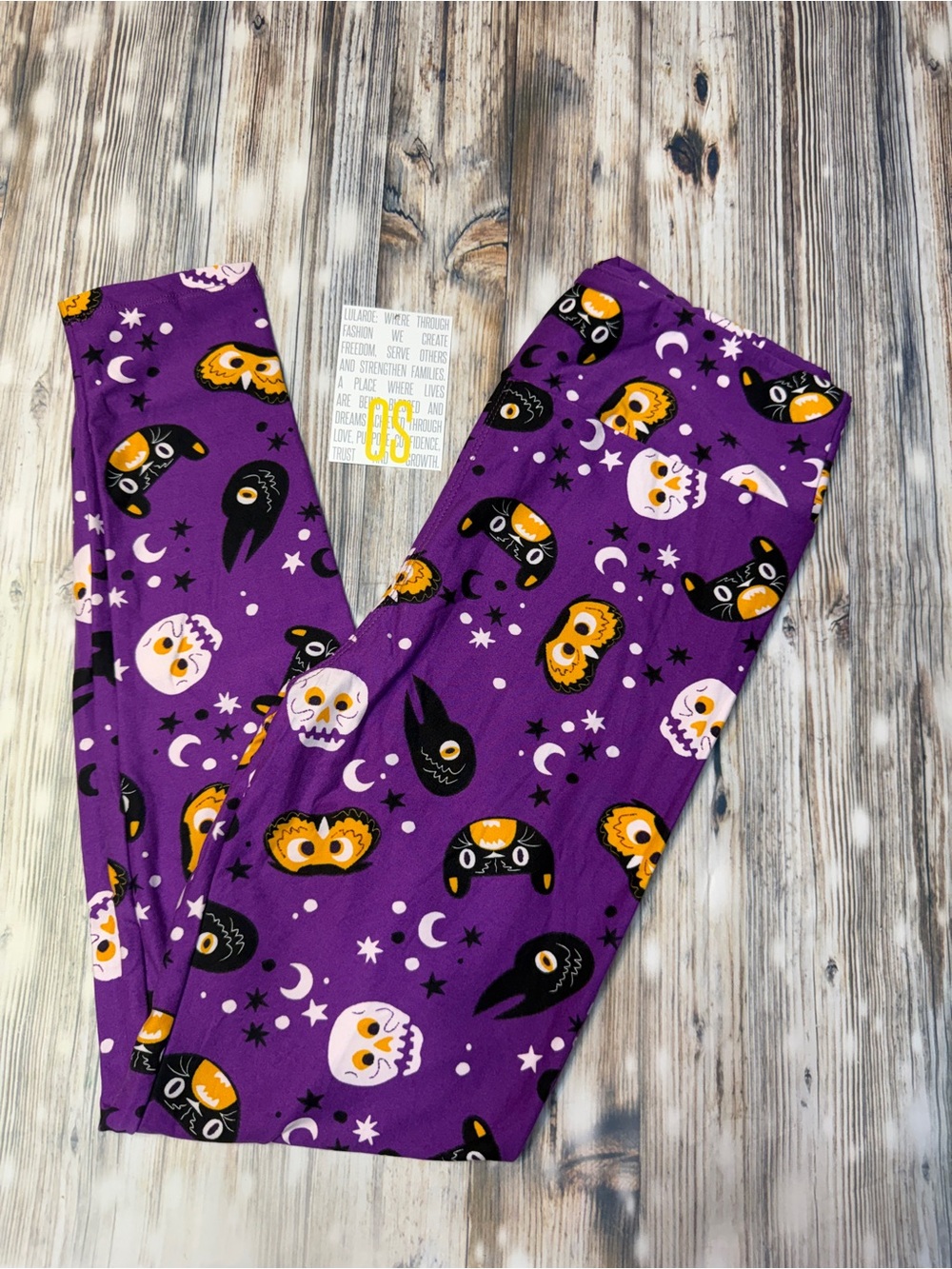 LuLaRoe Purple Halloween Skull & Mask Leggings